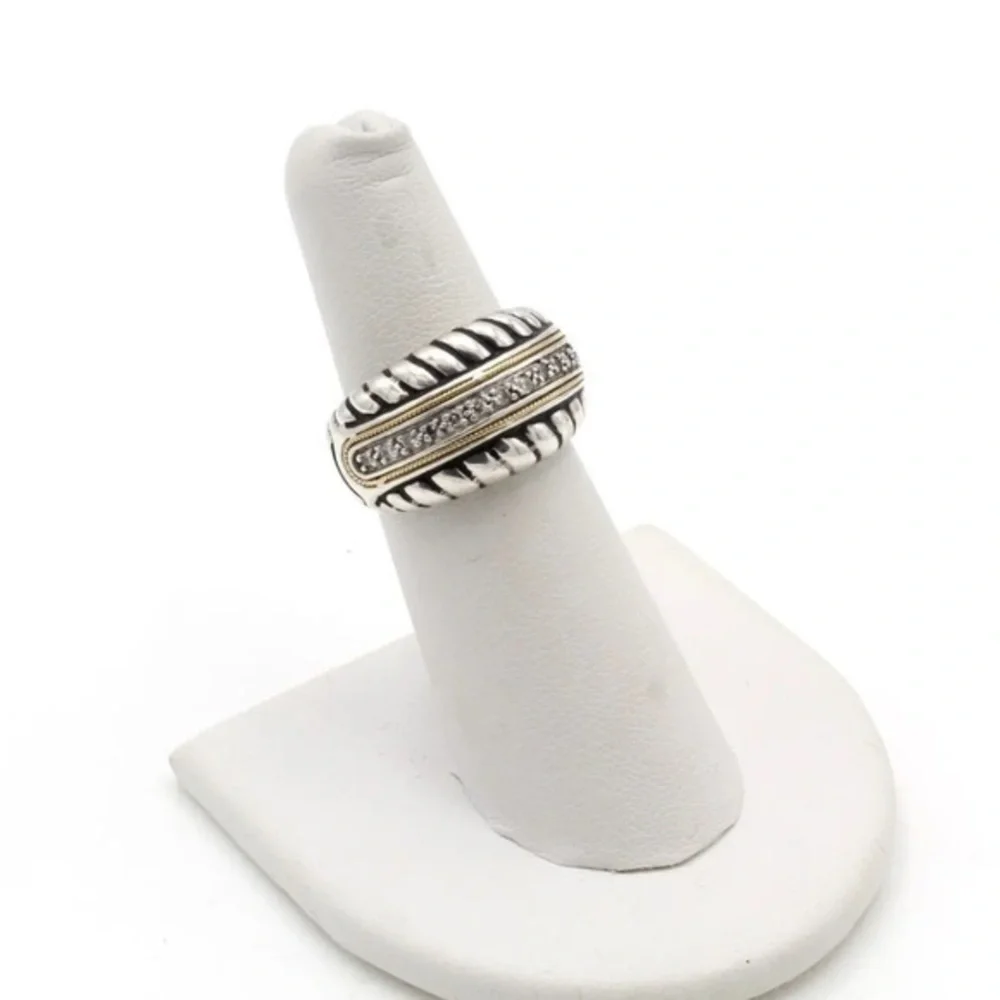 Effy sterling silver 18k genuine diamond unisex designer ring